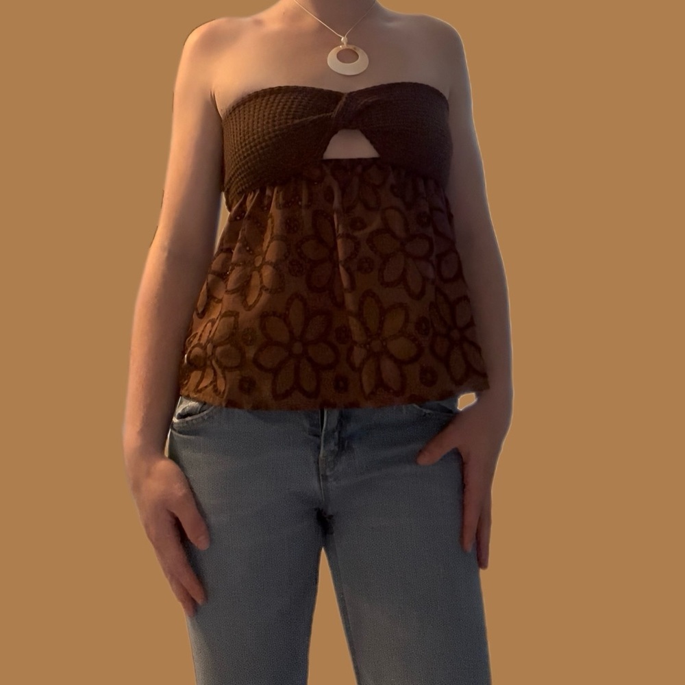 Brown Floral Tube Top